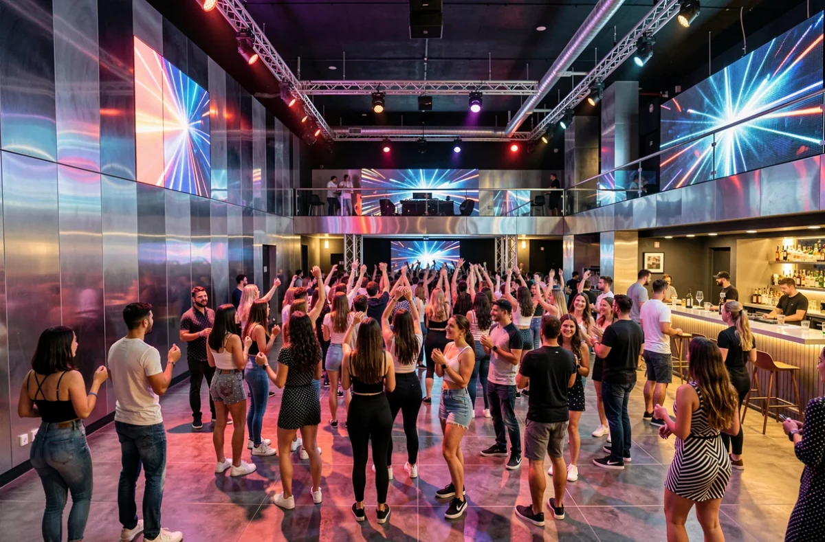 Azar Club, discothèque commerciale du quartier Confluence à Lyon avec dance floor et murs LED