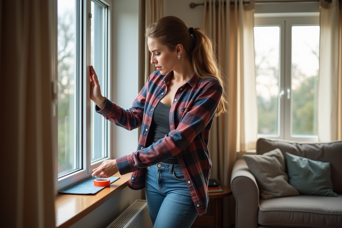 Jeune femme scelle autour d