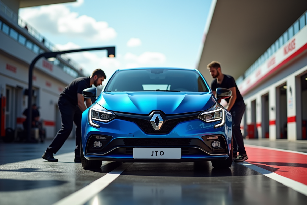Renault Clio 2 V6 en préparation sur piste de course